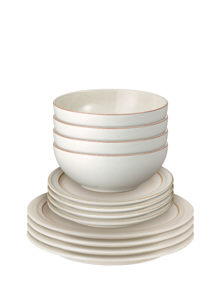 Denby Heritage Atrium Stoneware Dinnerware Set, 12 Piece, Natural, Natural