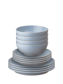Denby Sky Blue Stoneware Dinnerware Set, 12 Piece