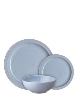 Denby Sky Blue Stoneware Dinnerware Set, 12 Piece - view 2, Blue