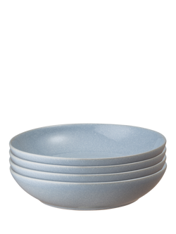 Denby Sky Blue Stoneware Pasta Bowls, Set of 4, 22cm, Blue