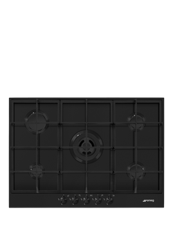 Smeg PX375MB 75cm Gas Hob, Matte Black, Matte Black
