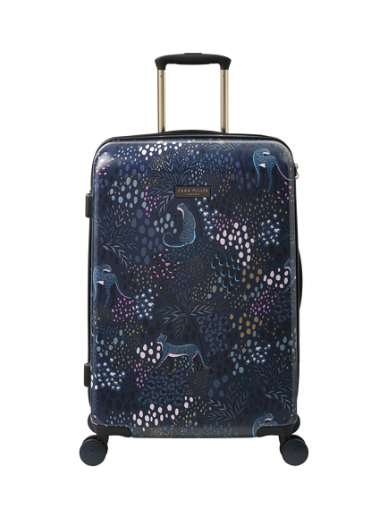 Sara Miller 4-Wheel 67cm Medium Suitcase, 54L, Midnight Leopard, Midnight Leopard