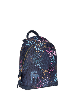 Sara Miller Faux Saffiano Leather Mini Backpack, Midnight Leopard - view 2, Midnight Leopard