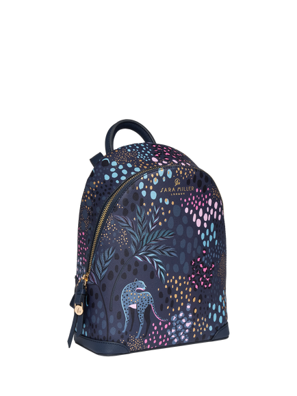Sara Miller Faux Saffiano Leather Mini Backpack, Midnight Leopard - view 2, Midnight Leopard