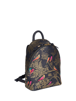 Sara Miller Faux Saffiano Leather Mini Backpack, Smokey Blue Birds - view 2, Smokey Blue Birds