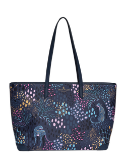 Sara Miller Large Faux Saffiano Leather Tote Bag, Midnight Leopard, Midnight Leopard