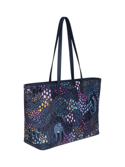 Sara Miller Large Faux Saffiano Leather Tote Bag, Midnight Leopard - view 2, Midnight Leopard