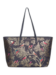 Sara Miller Large Faux Saffiano Leather Tote Bag, Smokey Blue Birds