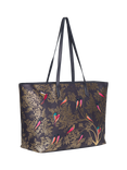 Sara Miller Large Faux Saffiano Leather Tote Bag, Smokey Blue Birds