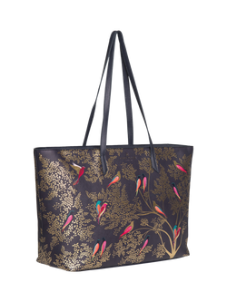 Sara Miller Large Faux Saffiano Leather Tote Bag, Smokey Blue Birds - view 2, Smokey Blue Birds