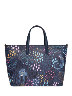 Sara Miller Medium Faux Saffiano Leather Tote Bag, Midnight Leopard, Midnight Leopard