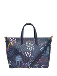 Sara Miller Medium Faux Saffiano Leather Tote Bag, Midnight Leopard