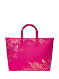 Sara Miller Medium Faux Saffiano Leather Tote Bag, Pink Chelsea