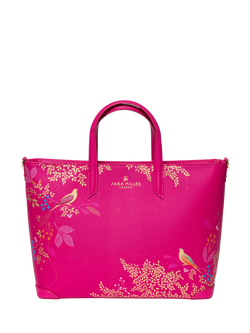 Sara Miller Medium Faux Saffiano Leather Tote Bag, Pink Chelsea, Pink Chelsea