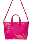 Sara Miller Medium Faux Saffiano Leather Tote Bag, Pink Chelsea
