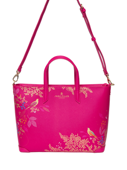 Sara Miller Medium Faux Saffiano Leather Tote Bag, Pink Chelsea - view 2, Pink Chelsea