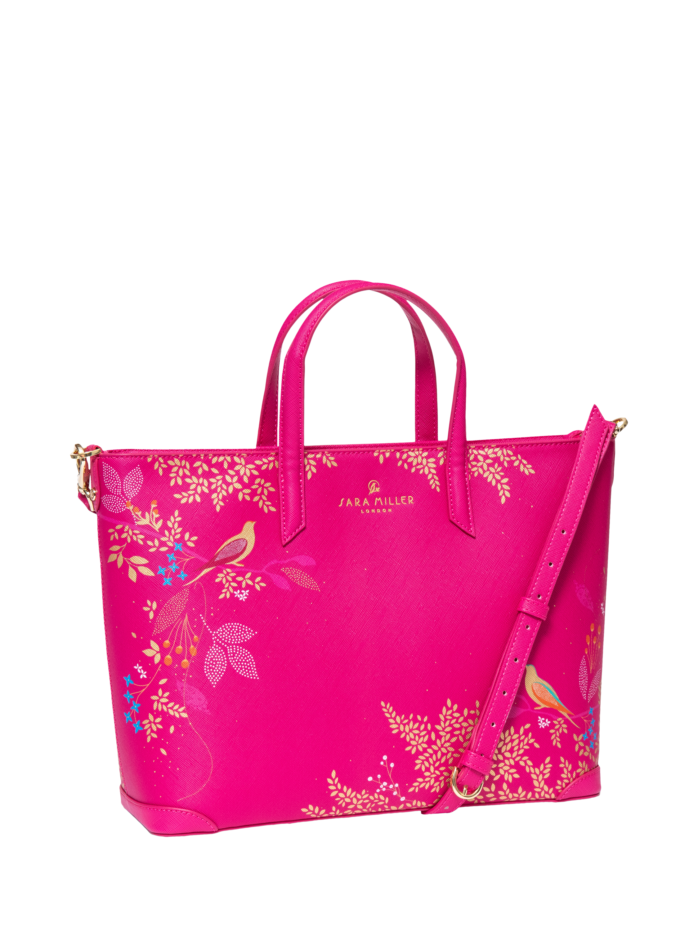 Product image 3 of 5, which shows Sara Miller Medium Faux Saffiano Leather Tote Bag, Pink Chelsea