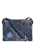 Sara Miller Faux Saffiano Leather Zipped Crossbody Bag, Midnight Leopard