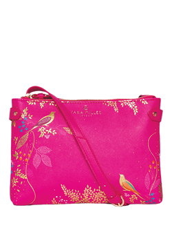 Sara Miller Faux Saffiano Leather Zipped Crossbody Bag, Pink Chelsea, Pink Chelsea