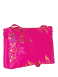 Sara Miller Faux Saffiano Leather Zipped Crossbody Bag, Pink Chelsea