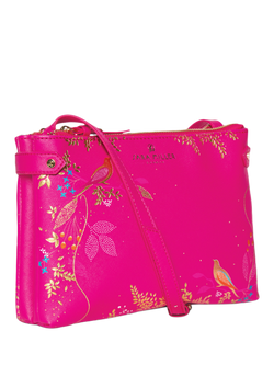 Sara Miller Faux Saffiano Leather Zipped Crossbody Bag, Pink Chelsea - view 2, Pink Chelsea