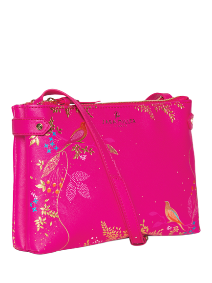Sara Miller Faux Saffiano Leather Zipped Crossbody Bag, Pink Chelsea - view 2, Pink Chelsea