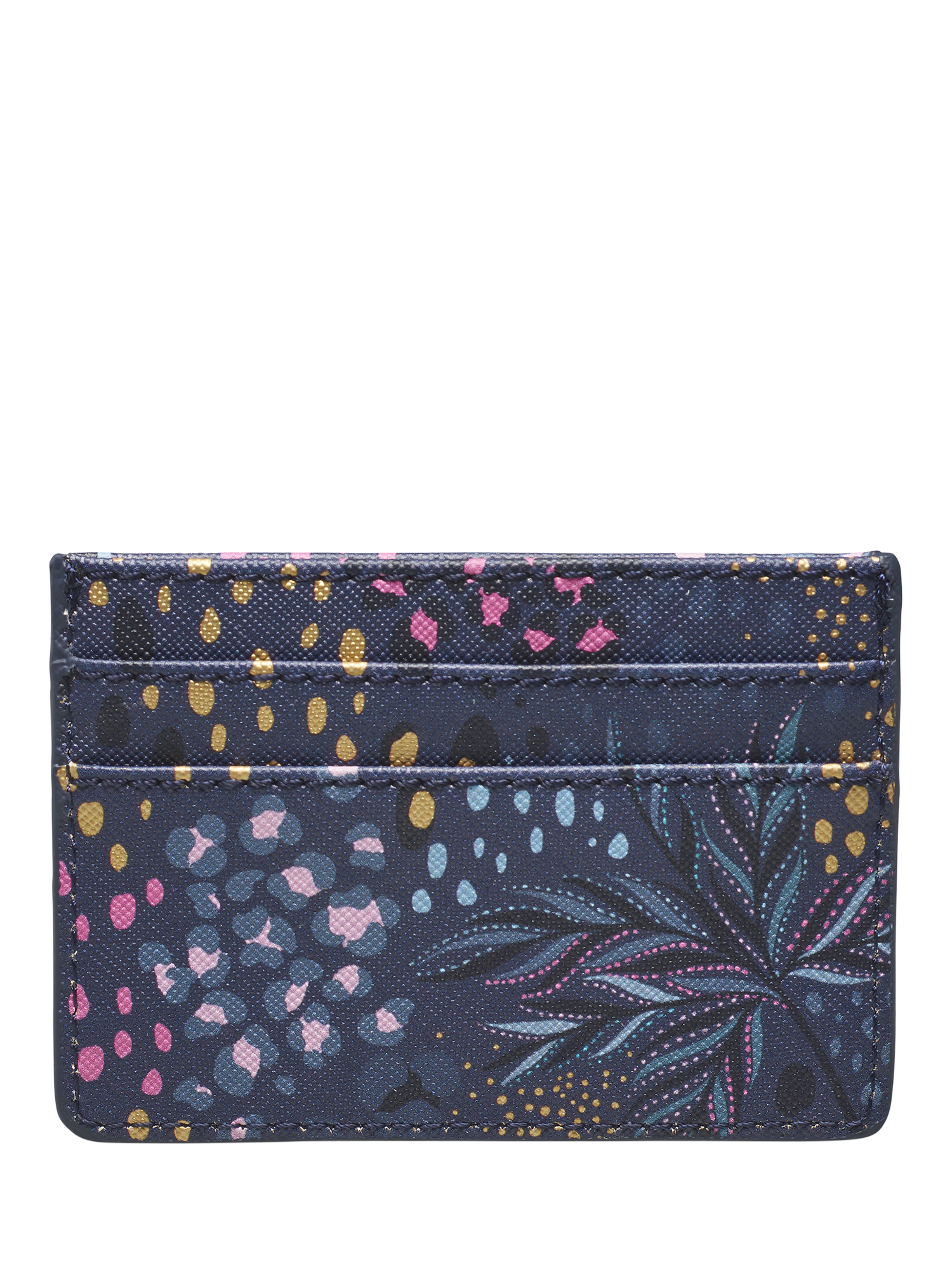 Product image 2 of 3, which shows Sara Miller Faux Saffiano Leather Card Holder, Midnight Leopard