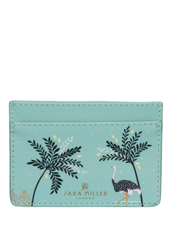 Sara Miller Faux Saffiano Leather Card Holder, Mint Ostrich, Ostrich Mint