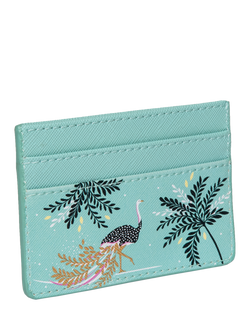 Sara Miller Faux Saffiano Leather Card Holder, Mint Ostrich - view 2, Ostrich Mint