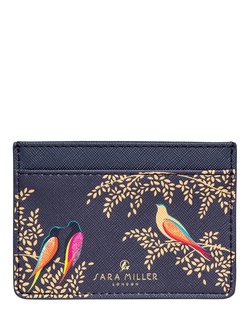 Sara Miller Faux Saffiano Leather Card Holder, Smokey Blue Birds, Smokey Blue Birds