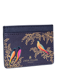 Sara Miller Faux Saffiano Leather Card Holder, Smokey Blue Birds