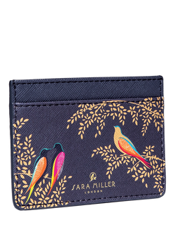 Sara Miller Faux Saffiano Leather Card Holder, Smokey Blue Birds - view 2, Smokey Blue Birds