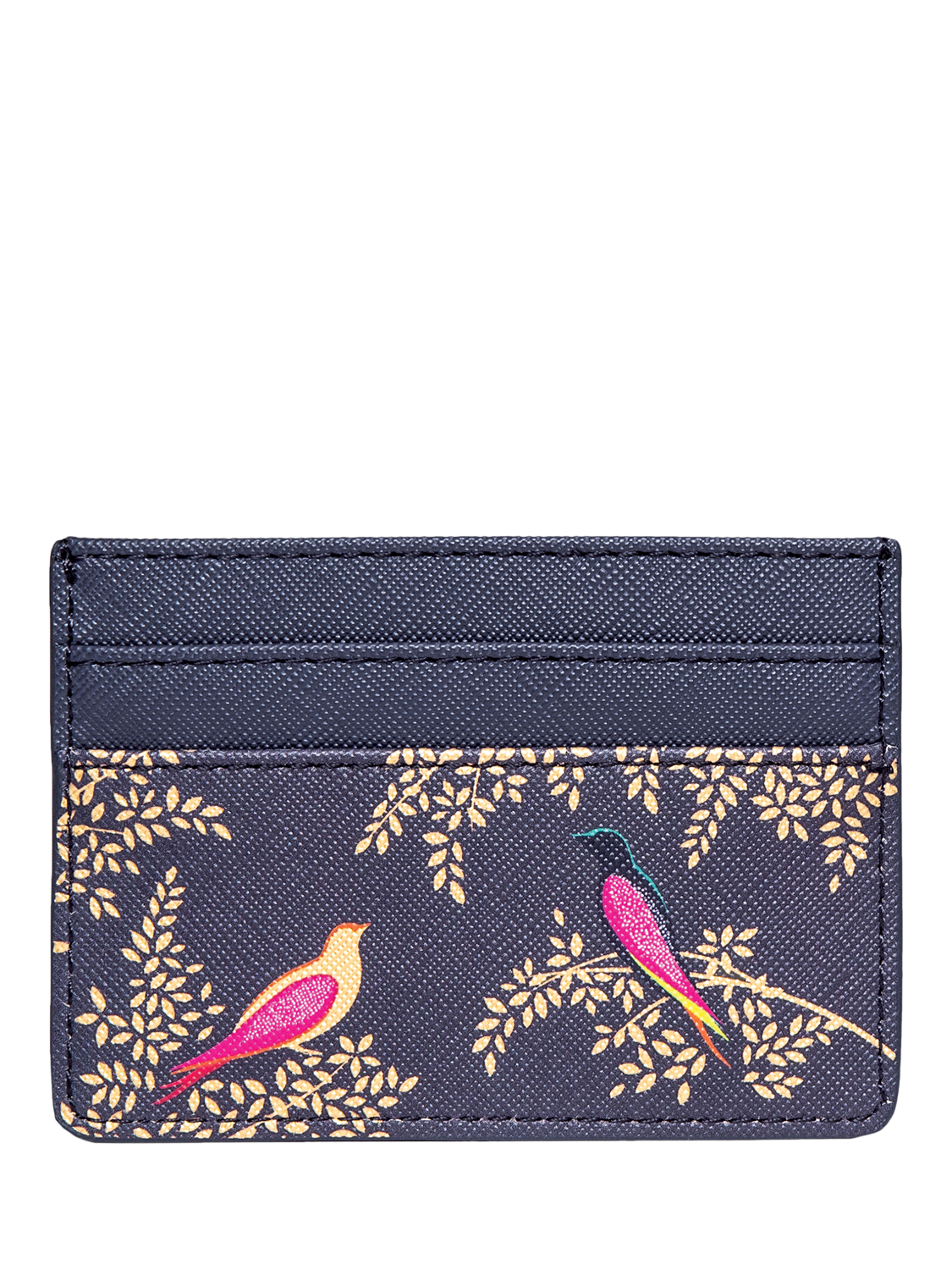 Product image 3 of 3, which shows Sara Miller Faux Saffiano Leather Card Holder, Smokey Blue Birds