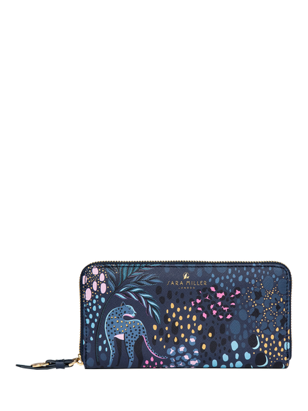 Sara Miller Large Zip Purse, Midnight Leopard, Midnight Leopard