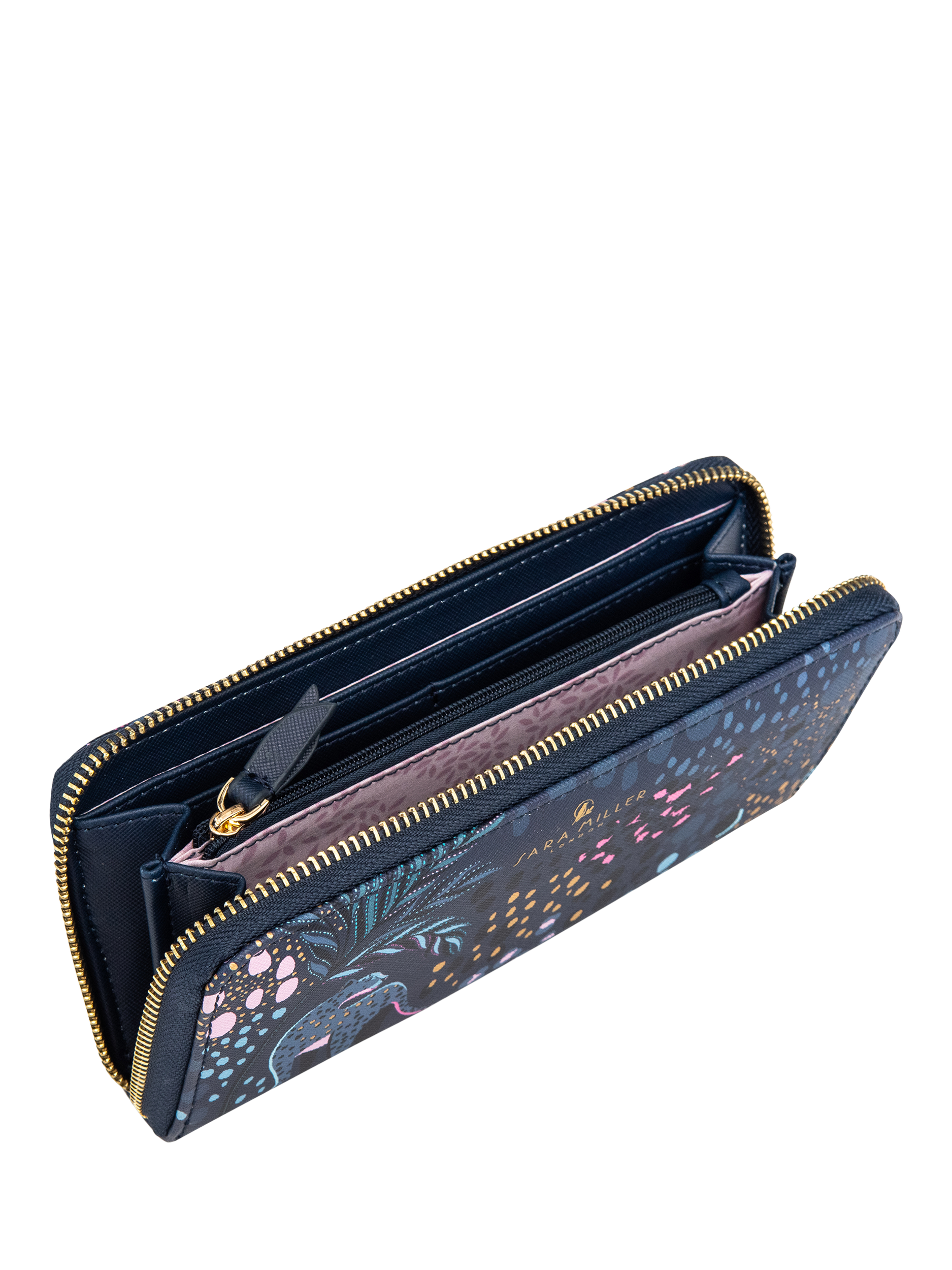 Product image 3 of 5, which shows Sara Miller Large Zip Purse, Midnight Leopard