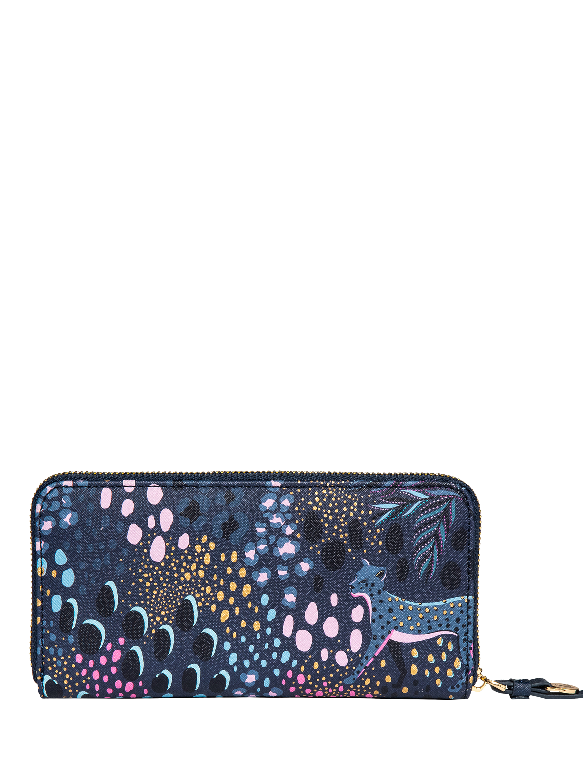 Product image 4 of 5, which shows Sara Miller Large Zip Purse, Midnight Leopard