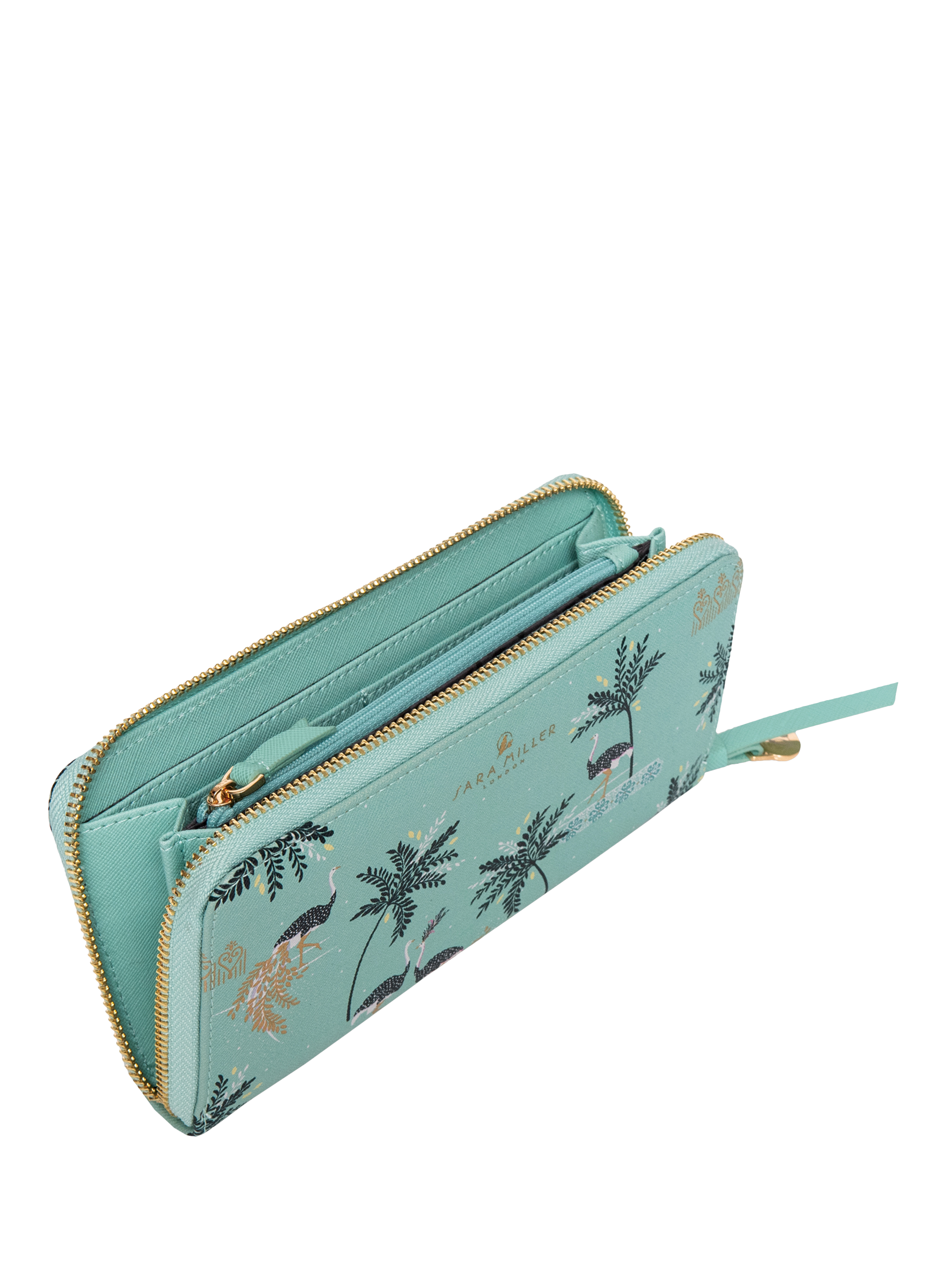 Product image 3 of 4, which shows Sara Miller Large Zip Purse, Ostrich Mint