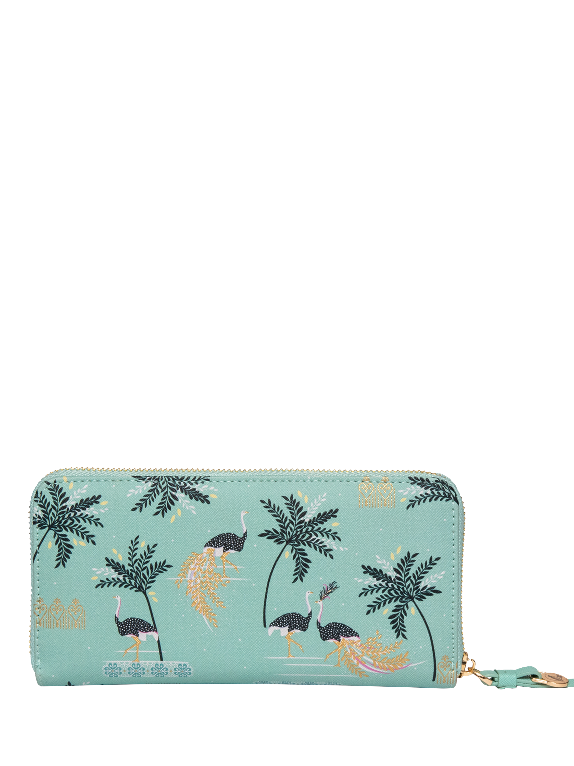 Product image 4 of 4, which shows Sara Miller Large Zip Purse, Ostrich Mint