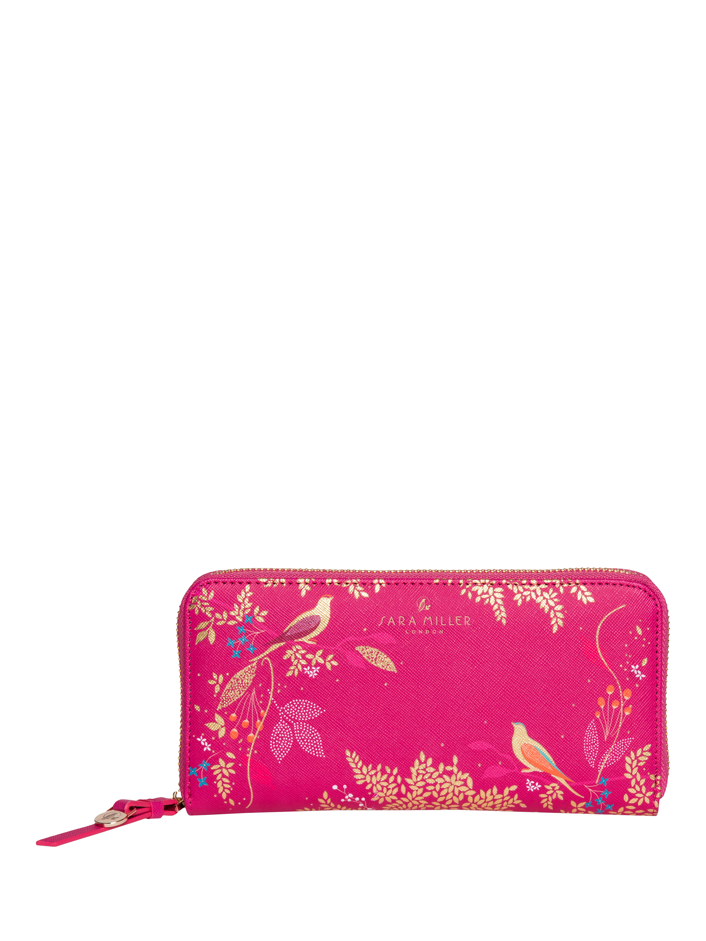 Product image 1 of 4, which shows Sara Miller Chelsea Large Zip Around Faux Saffiano Leather Purse, Pink
