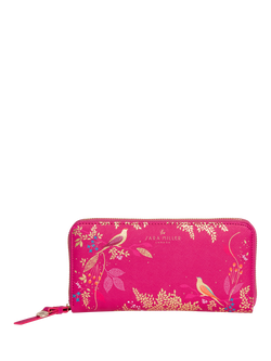 Sara Miller Chelsea Large Zip Around Faux Saffiano Leather Purse, Pink, Pink