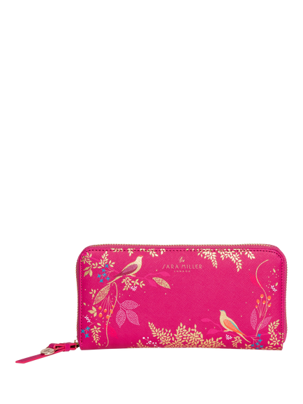 Sara Miller Chelsea Large Zip Around Faux Saffiano Leather Purse, Pink, Pink