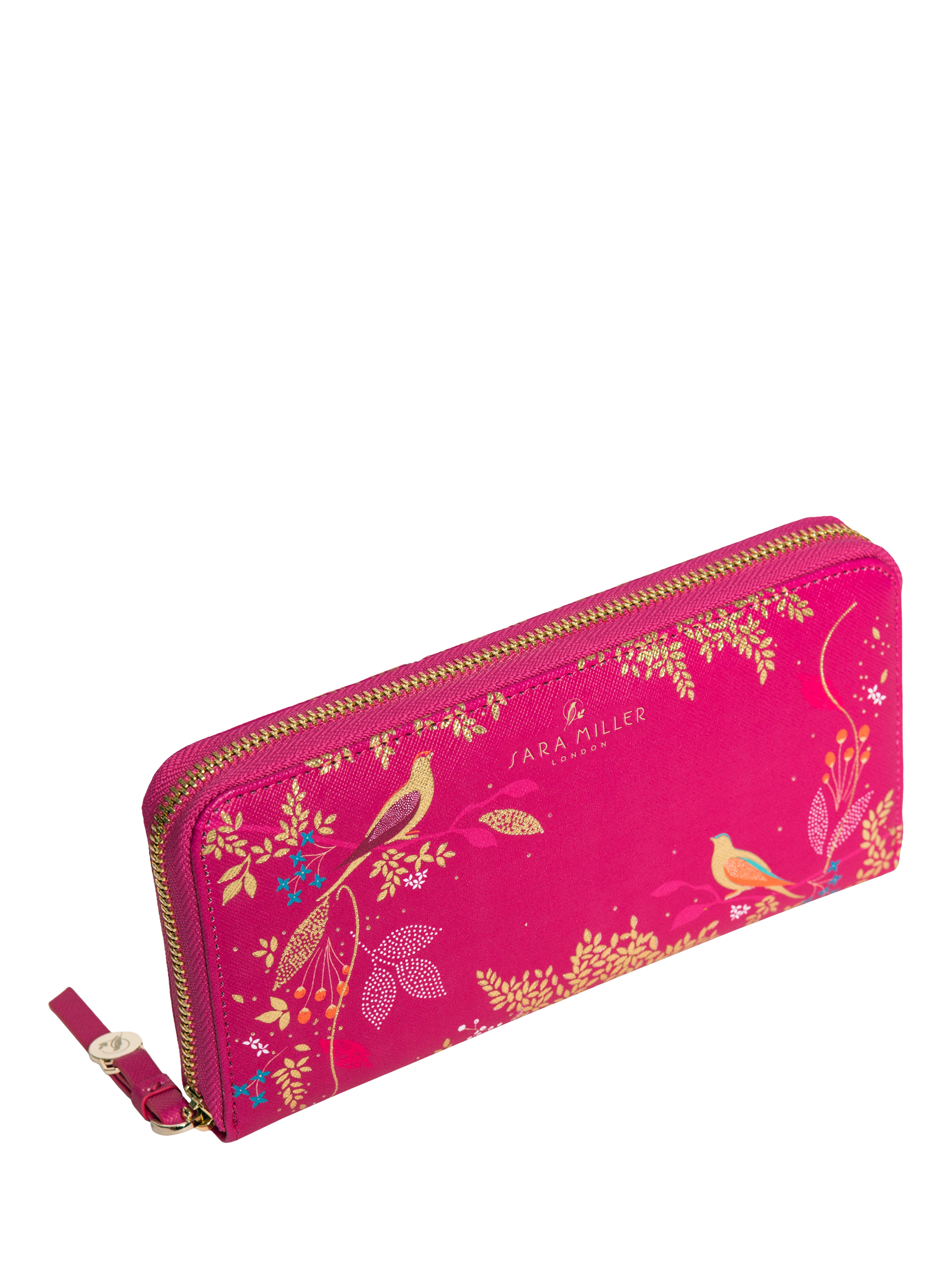 Product image 2 of 4, which shows Sara Miller Chelsea Large Zip Around Faux Saffiano Leather Purse, Pink