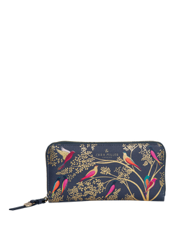 Sara Miller Large Zip Purse, Smokey Blue Birds, Smokey Blue Birds