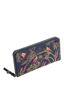 Sara Miller Large Zip Purse, Smokey Blue Birds - view 2, Smokey Blue Birds