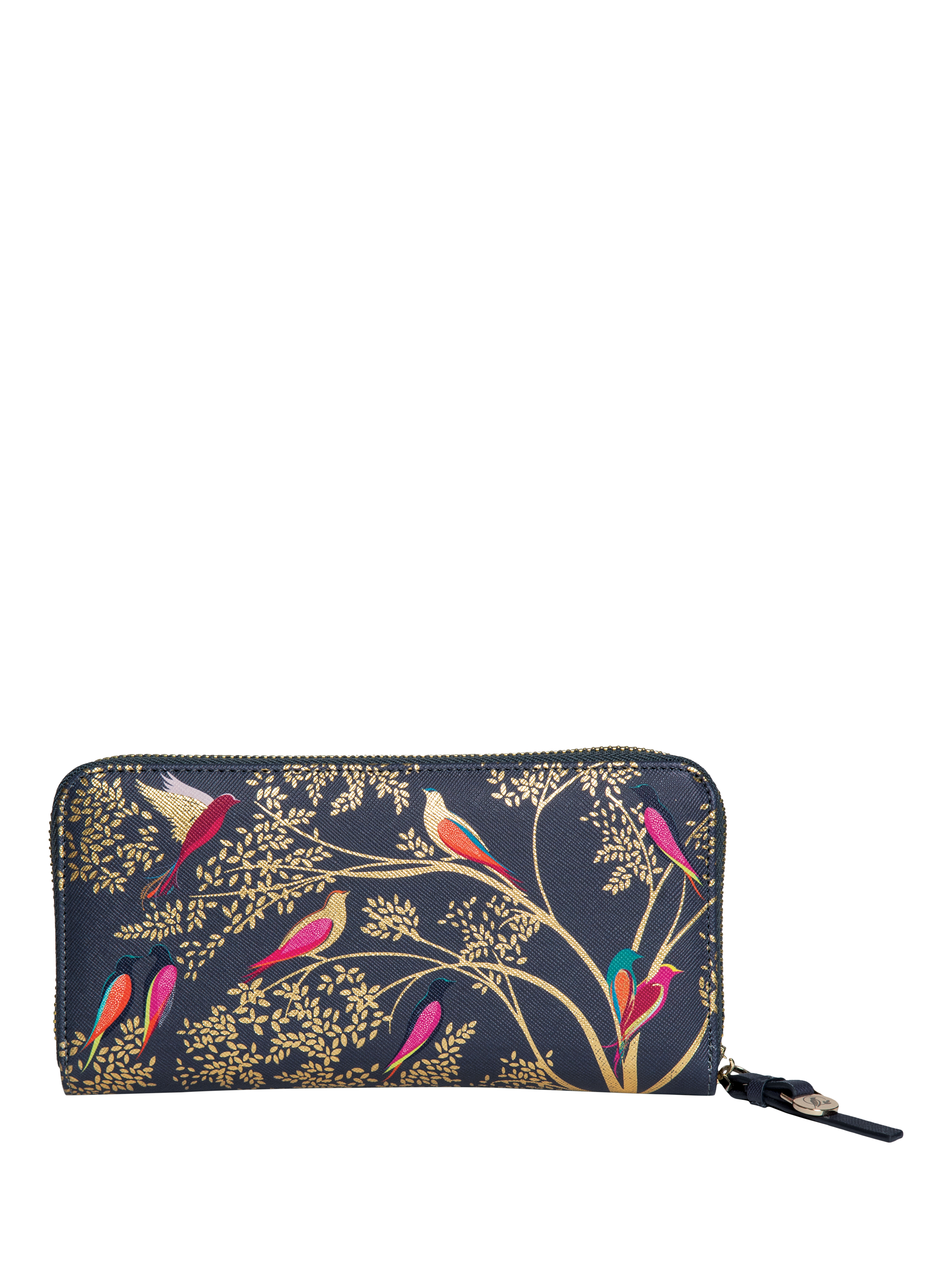 Product image 4 of 4, which shows Sara Miller Large Zip Purse, Smokey Blue Birds