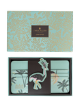 Sara Miller Faux Saffiano Leather Travel Organiser & Keyring Gift Set, Mint Ostrich