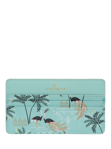 Sara Miller Faux Saffiano Leather Travel Organiser & Keyring Gift Set, Mint Ostrich - view 2, Ostrich Mint