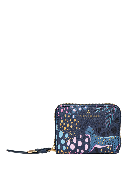 Sara Miller Small Zip Purse, Midnight Leopard, Midnight Leopard