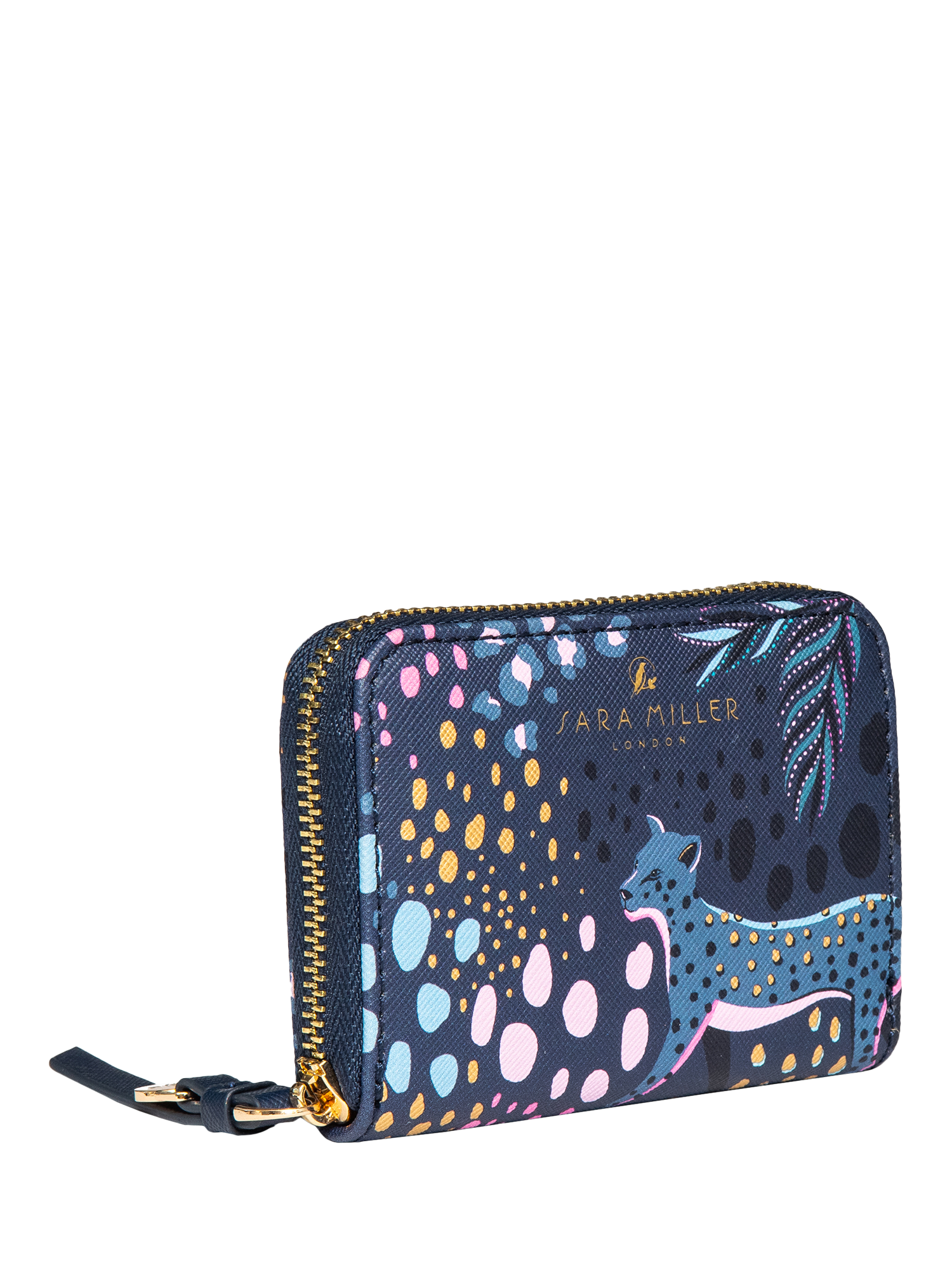 Product image 2 of 5, which shows Sara Miller Small Zip Purse, Midnight Leopard