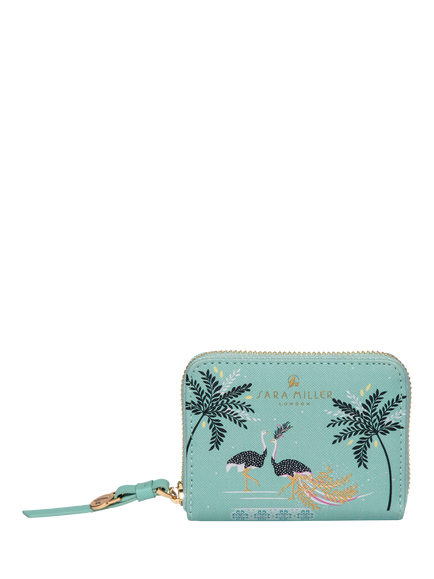 Sara Miller Small Zip Purse, Ostrich Mint, Ostrich Mint